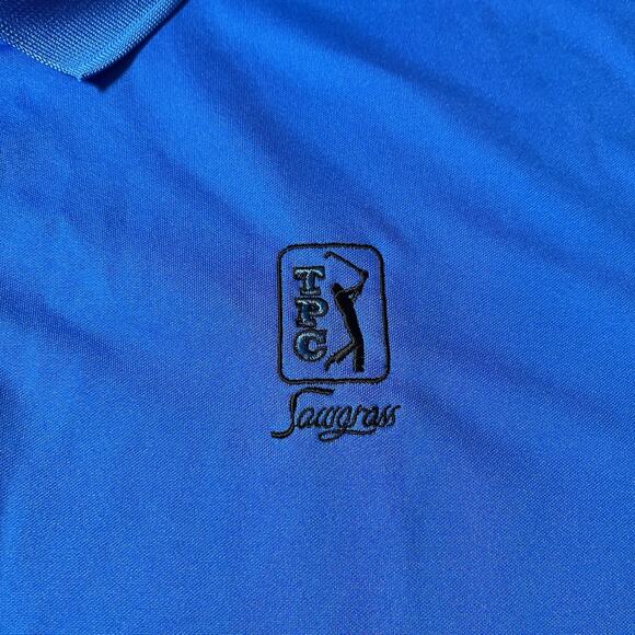 Nike Polo Shirt Mens 2XL Blue Golf Performance Drifit Logo TPC Sawgrass Club - Picture 5 of 16
